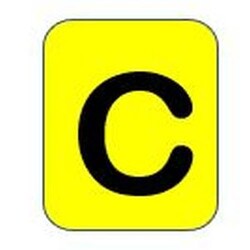 Sign black/yellow 80x51mm - Letter C